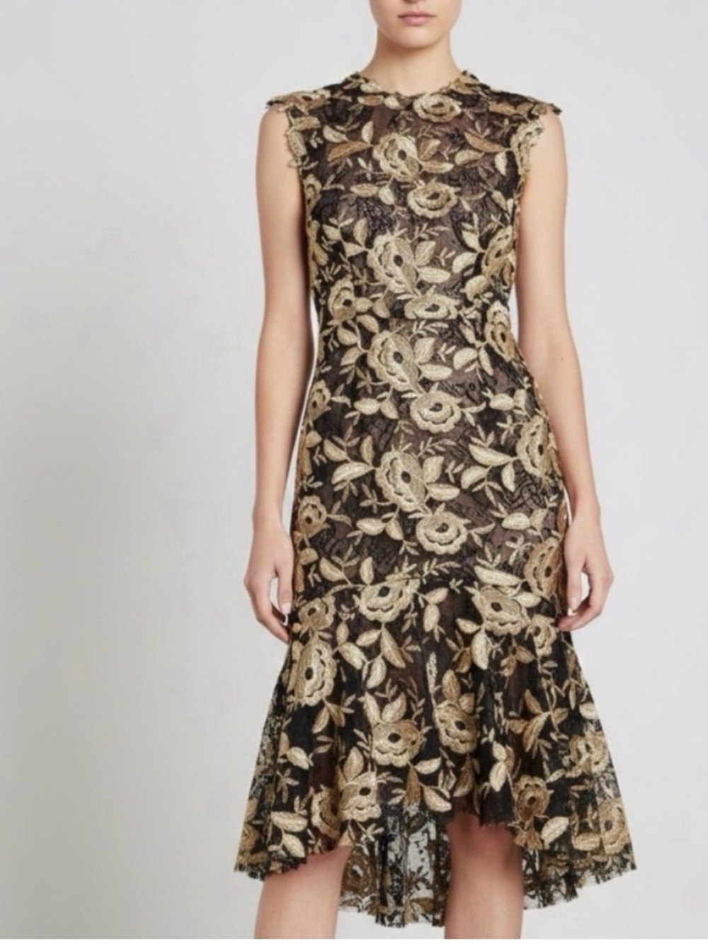 NWT Monique L’huillier Noir Embroidered Lace Dress- 4